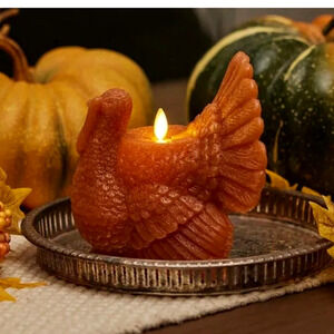 LUMINARA Unscented Wax Large Flameless Chalky Turkey LED Candle Brand New In Box